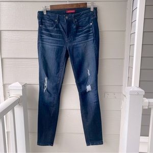 n: PHILANTHROPY Dark Wash Distressed Skinny Jeans